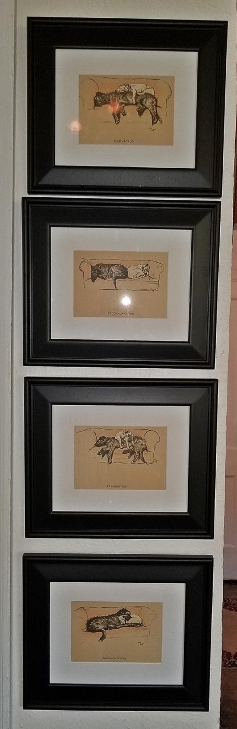 Framed Dog Prints by Cecil Aldin In Excellent Condition In Dallas, TX