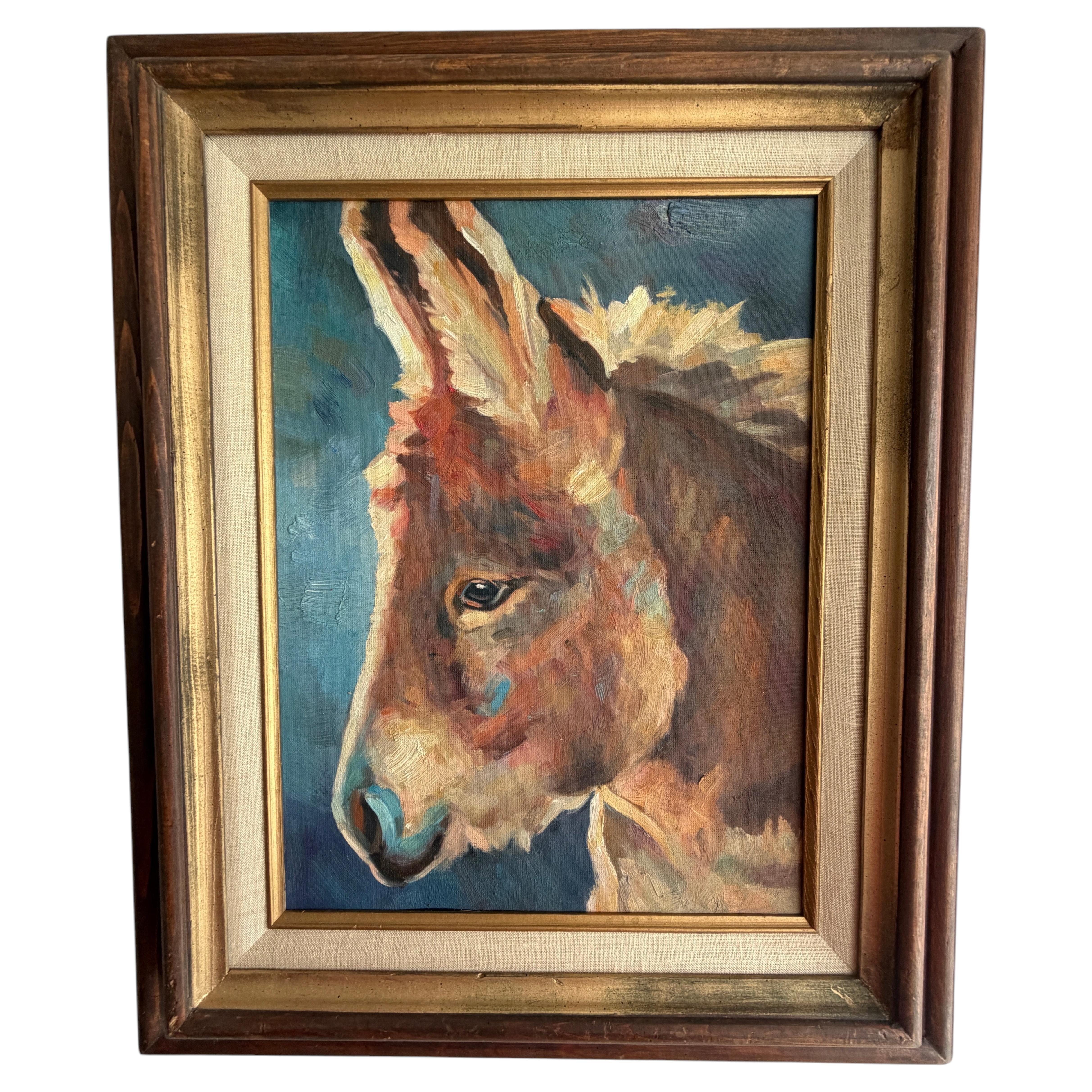 Framed Donkey Painting W/ Antique Frame