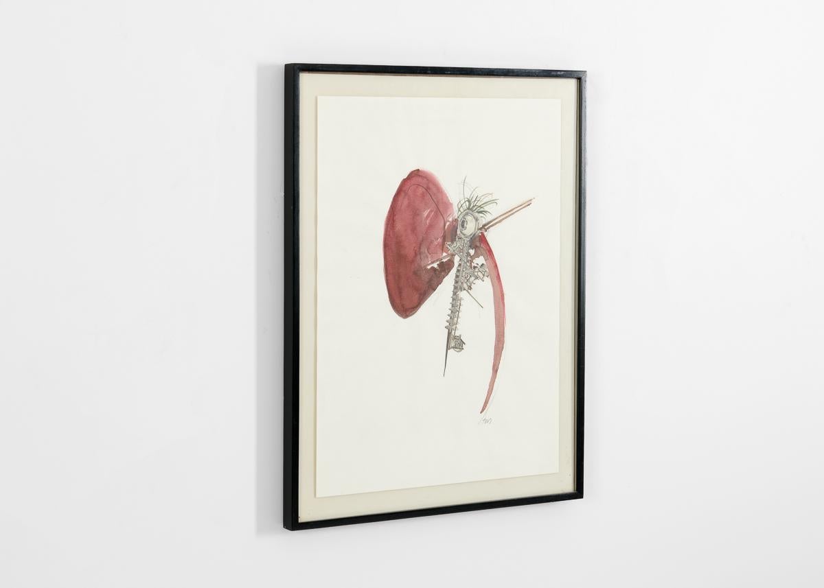 Américain Dessin encadré d'une sculpture croisée d'assemblages en vente
