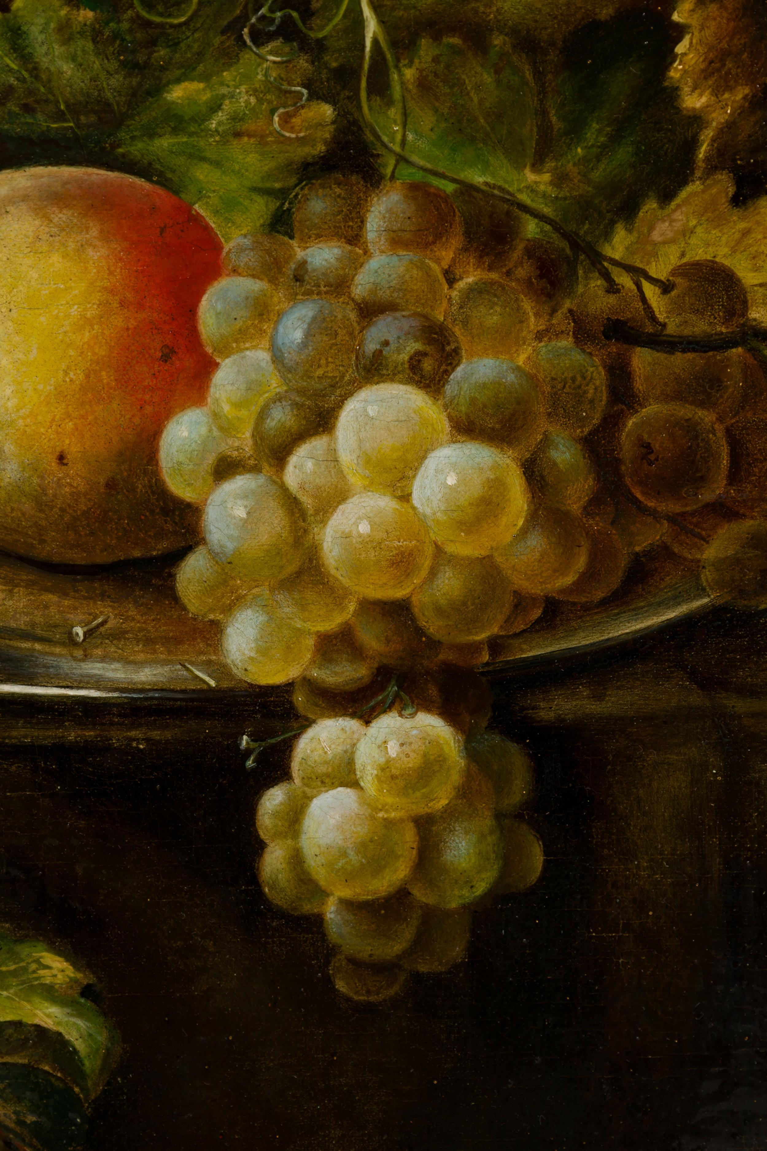 Framed Dutch Still Life Fruit and Lobster Oil Painting In Good Condition For Sale In Queens, NY