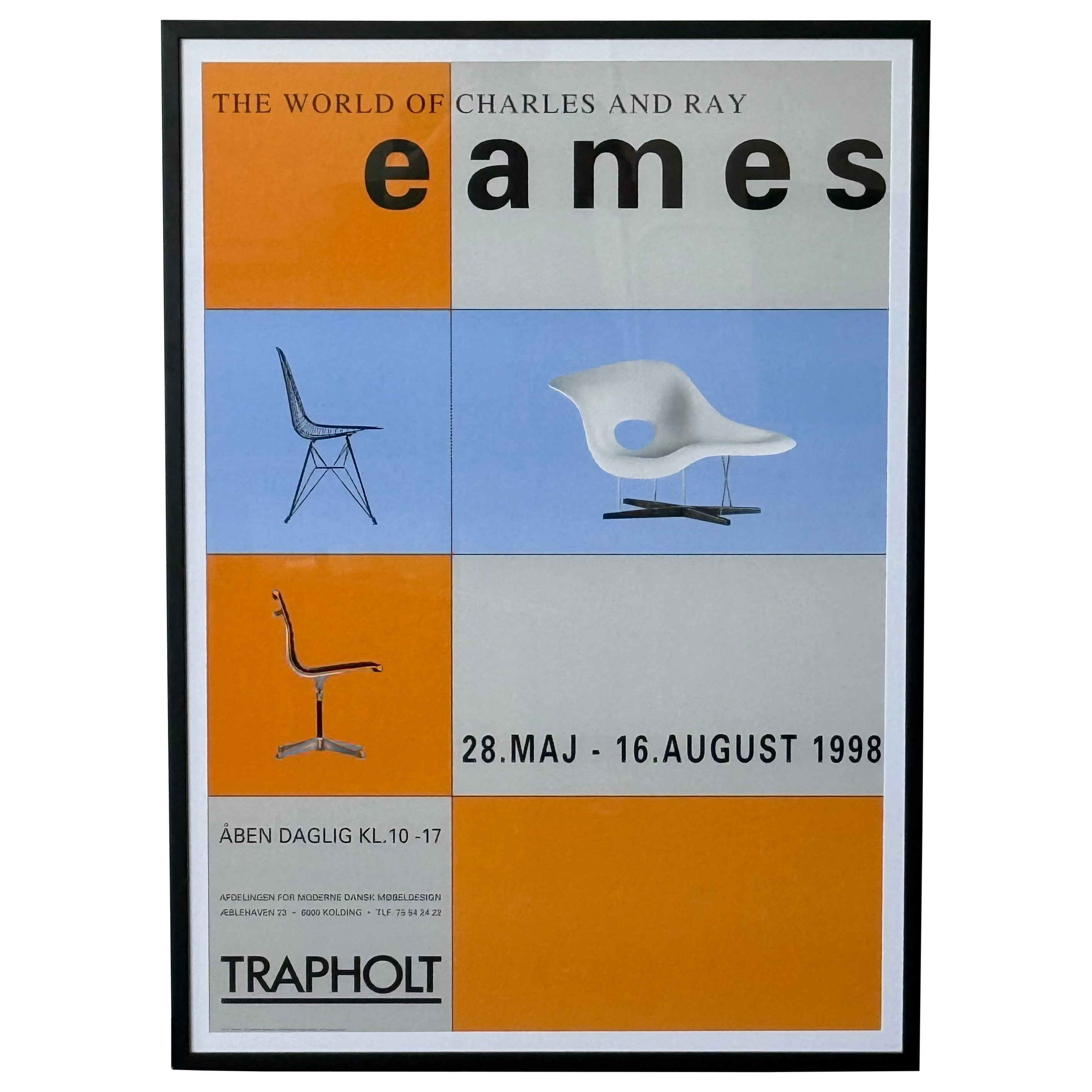 Affiche Eames encadrée de l'exposition du musée Trapholt (Danemark) en vente