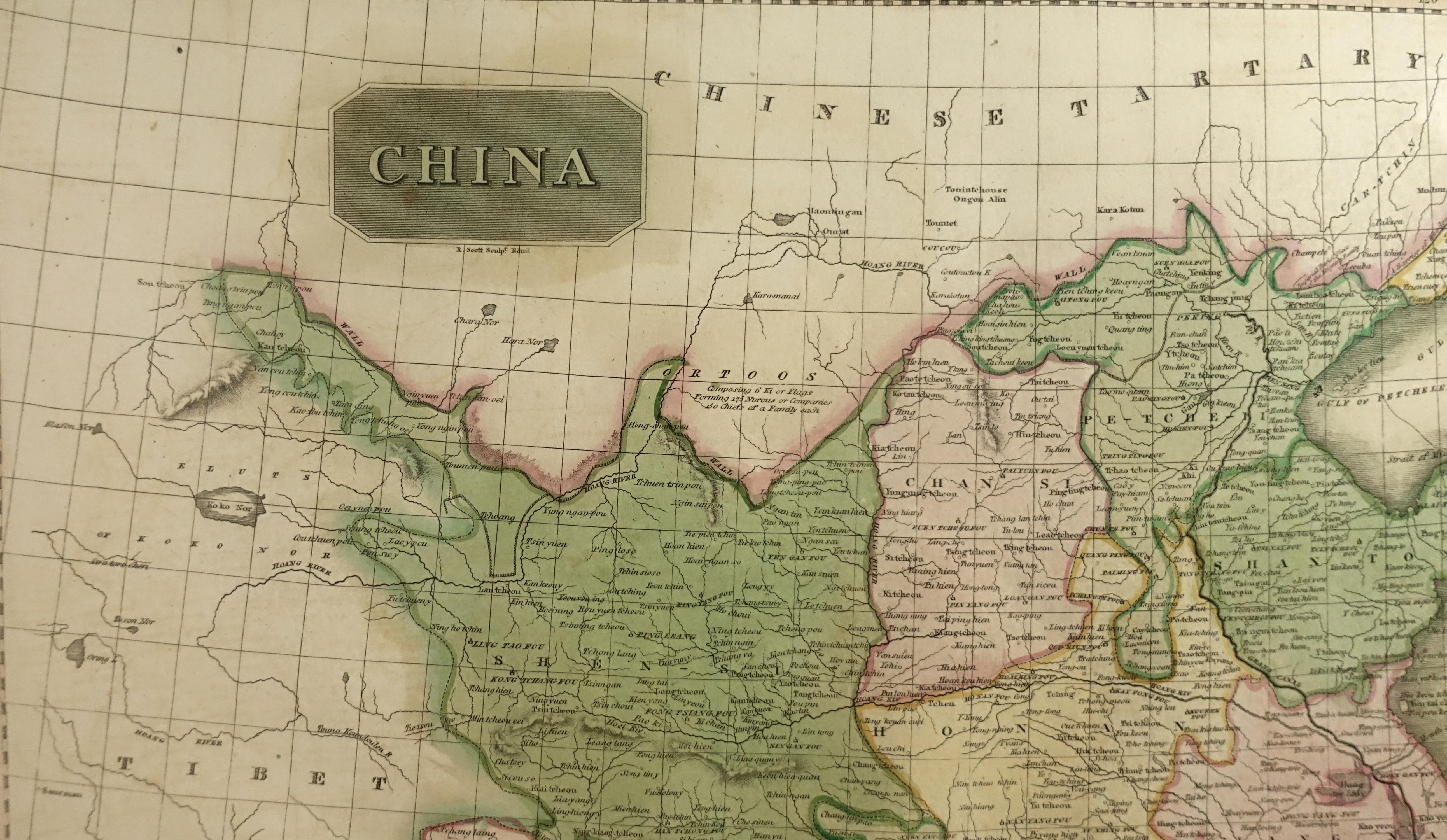 Framed Early 19th Century Drawn and Engraved Map of China In Good Condition For Sale In San Francisco, CA