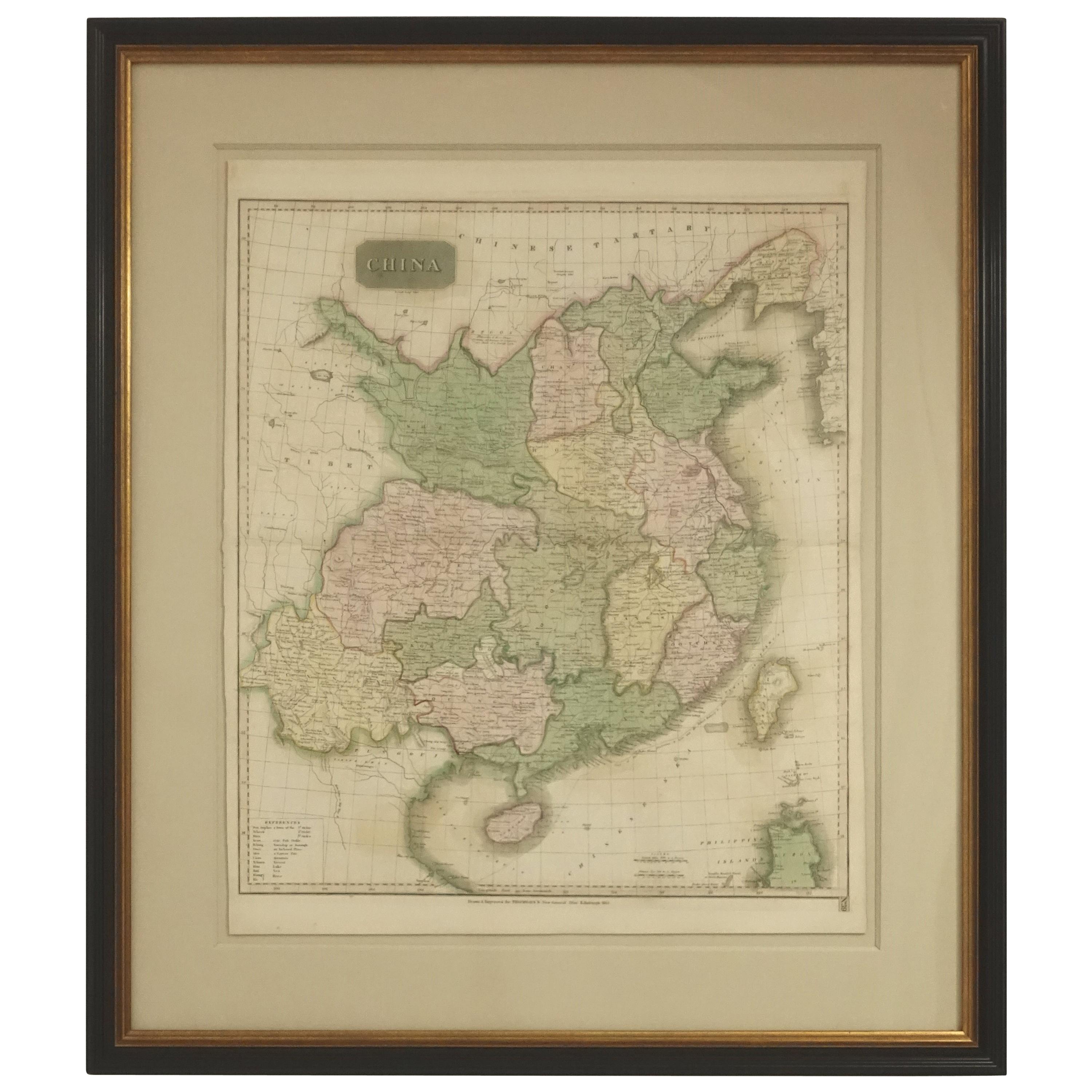 Framed Early 19th Century Drawn and Engraved Map of China