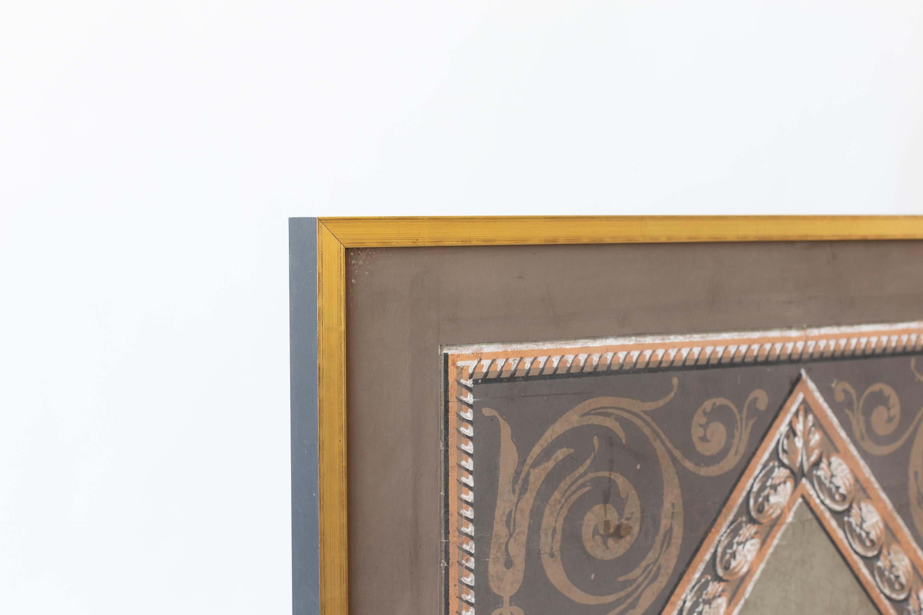 Gerahmte französische Handblocktapete des frühen 19. Jahrhunderts mit Artemis (Französisch) im Angebot