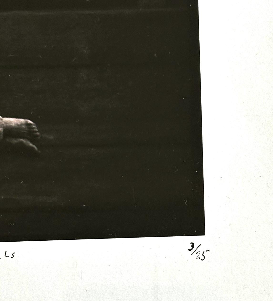 Fotografía enmarcada editada Un hombre soñando en la ciudad de Duane Michals Madera en venta