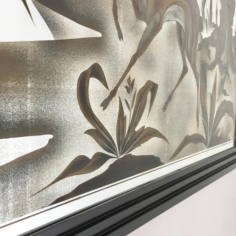 Framed Églomisé Glass Sculptural Wall Panel, circa 1960 For Sale at 1stDibs