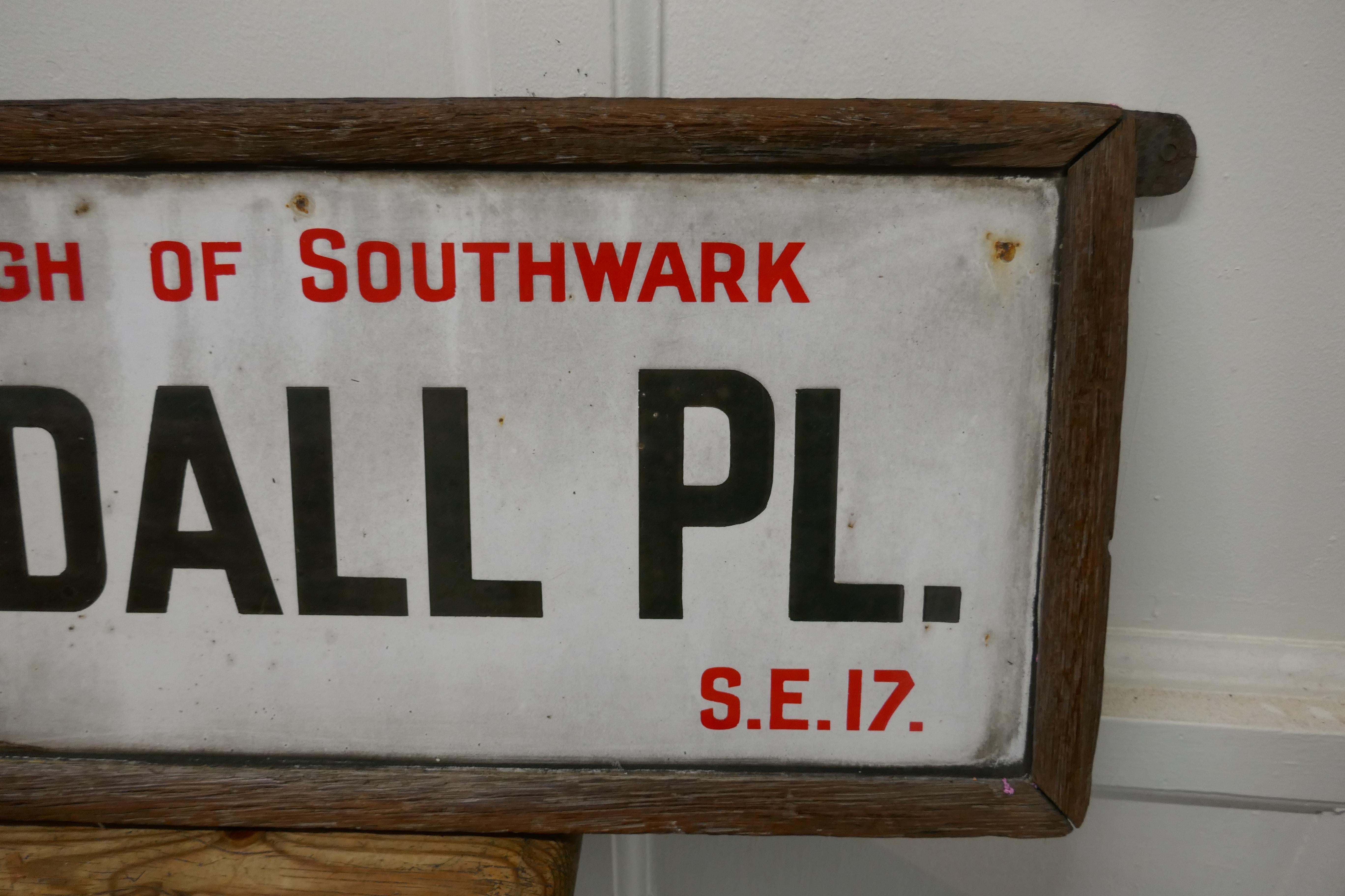 Steampunk Framed Enamel Southwark Street Sign, Tisdall Place, London For Sale