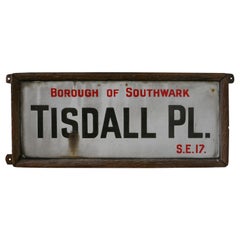 Antique Framed Enamel Southwark Street Sign, Tisdall Place, London