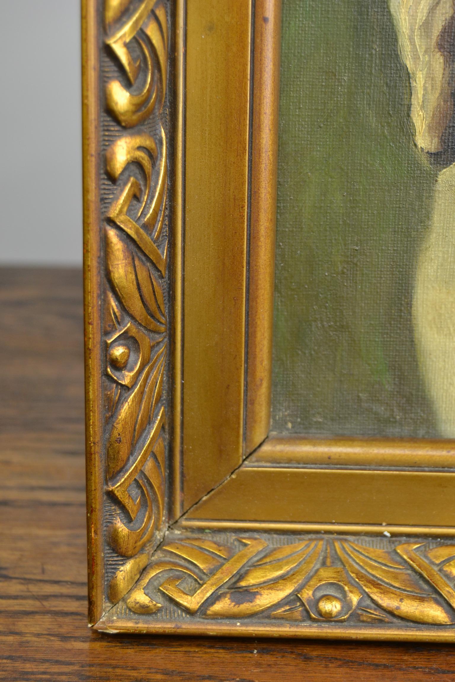 Framed English Bulldog Painting on Canvas, 1930s In Good Condition In Antwerp, BE