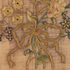 Framed English Needlework Centering on a Floral Bouquet '1775-1800'