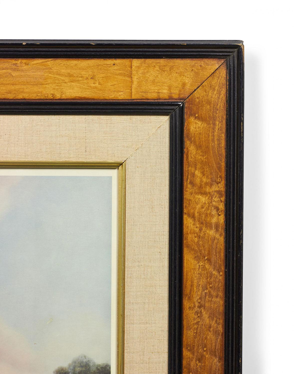 Victorien Peinture victorienne anglaise encadrée représentant une promenade à cheval dans la campagne en vente