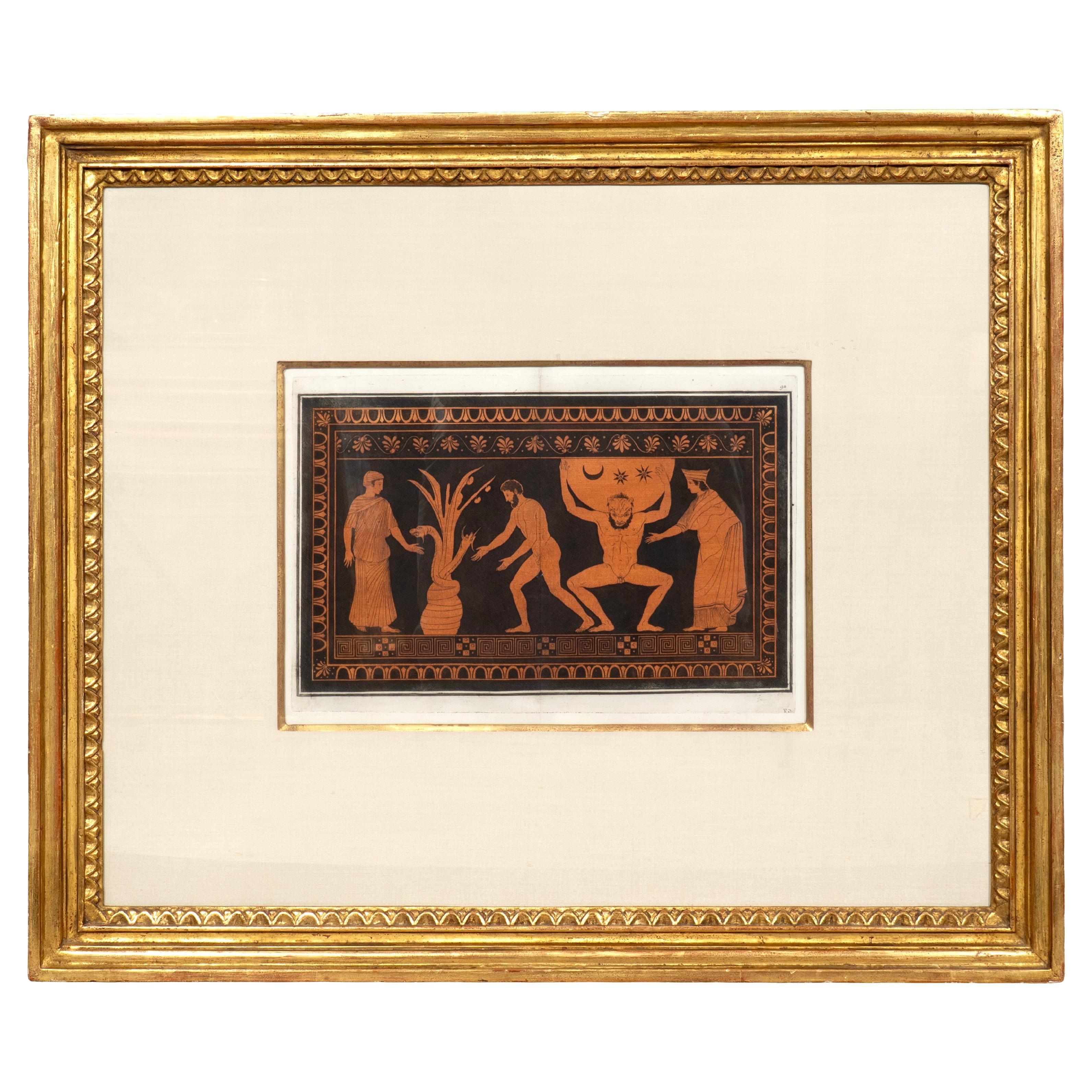 Framed Engraving By Sir William Hamilton For Sale