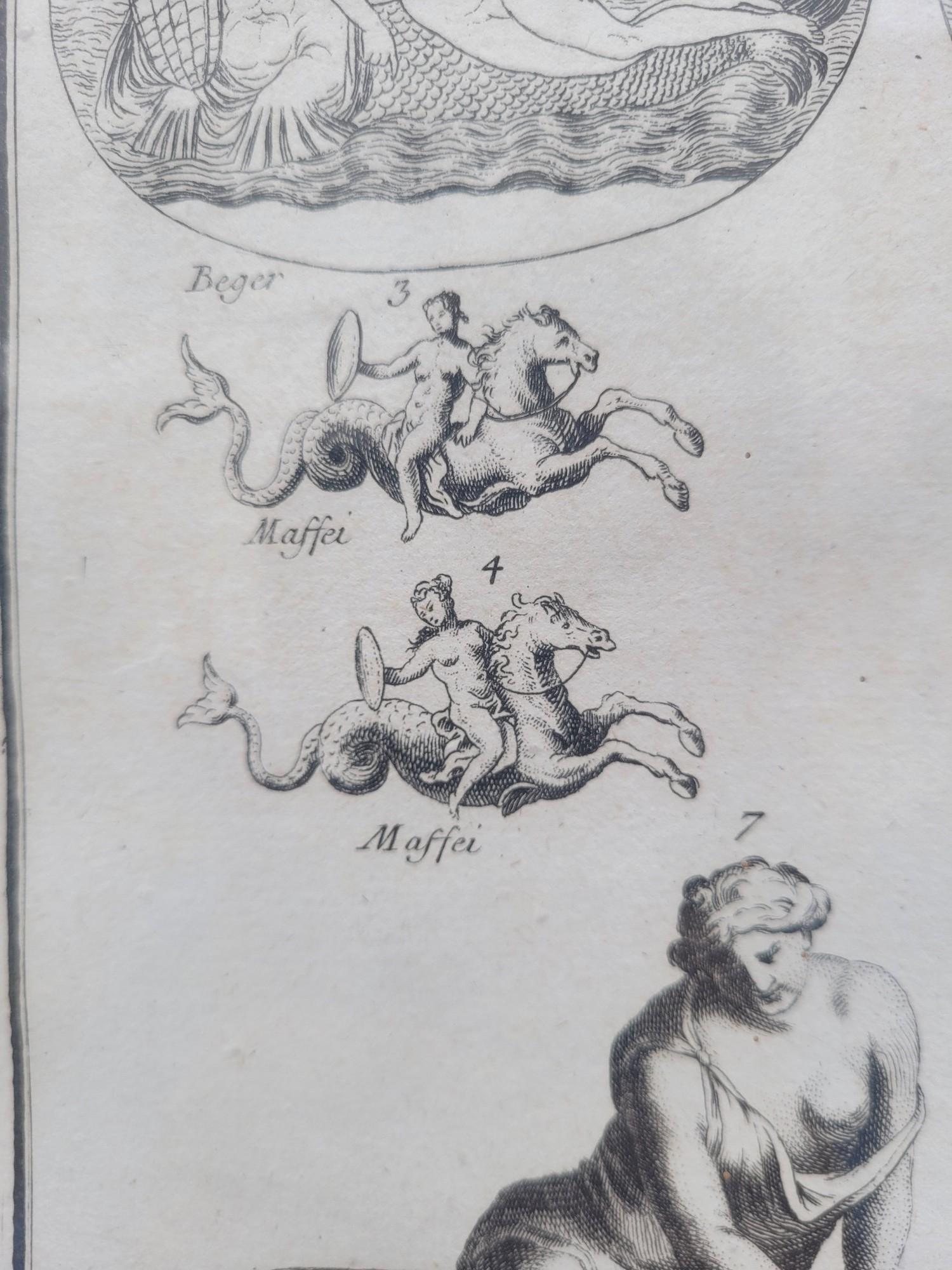 18th Century and Earlier Framed Engraving, Nereid Tritons And Sea Horses, 17th/18th Century For Sale