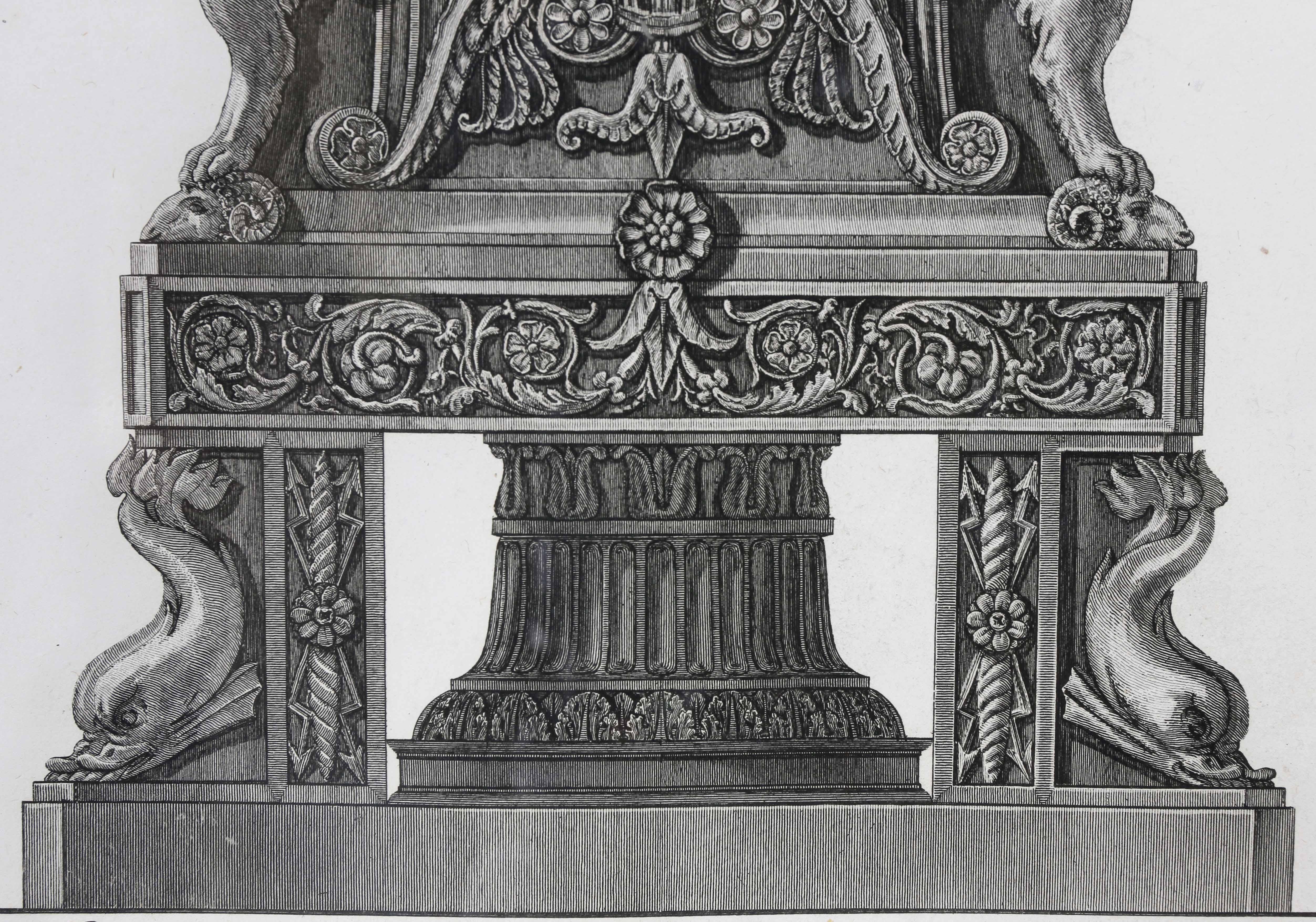 Gerahmte Gravur eines Kandelabers von Francisco Piranesi (18. Jahrhundert und früher) im Angebot