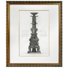 Framed Engraving of a Candelabrum by Francisco Piranesi