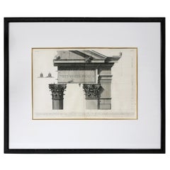 Antique Framed Engraving of a Corinthian Column and Architrave by Francisco Piranesi