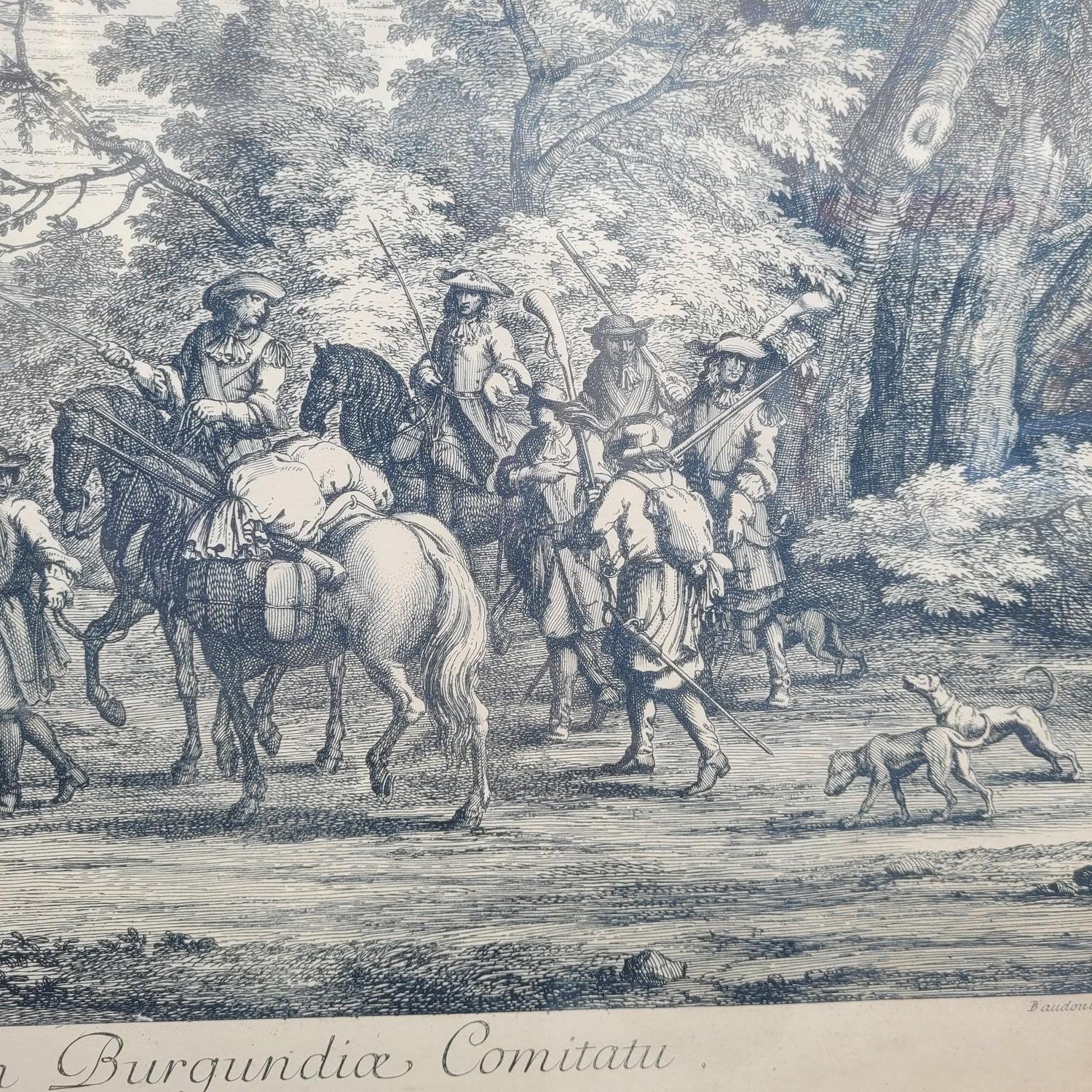 Gerahmter Kupferstich, Ansicht der grauen Franche Comté, 18. Jahrhundert? (Louis XV.) im Angebot