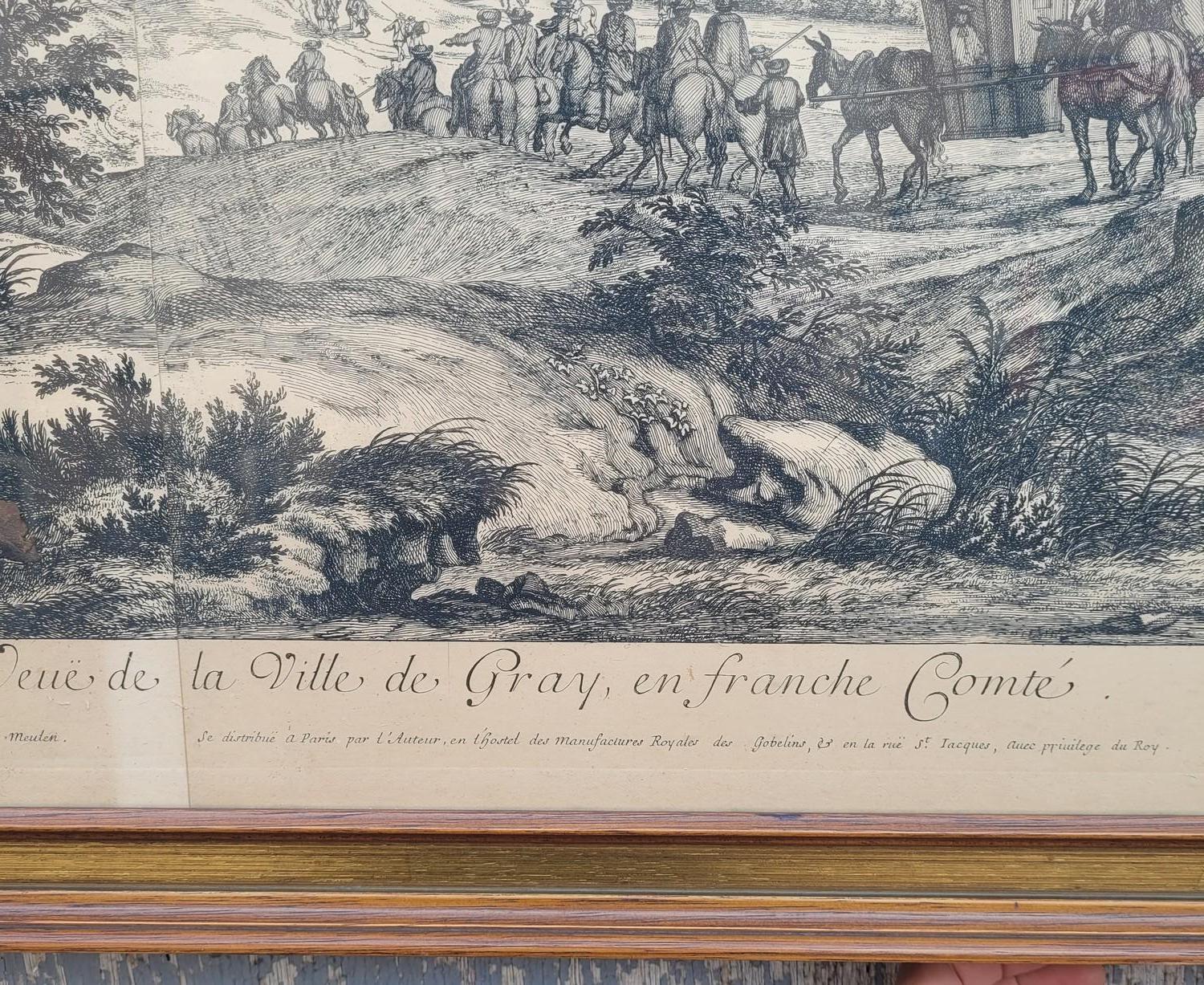 Gerahmter Kupferstich, Ansicht der grauen Franche Comté, 18. Jahrhundert? (Papier) im Angebot