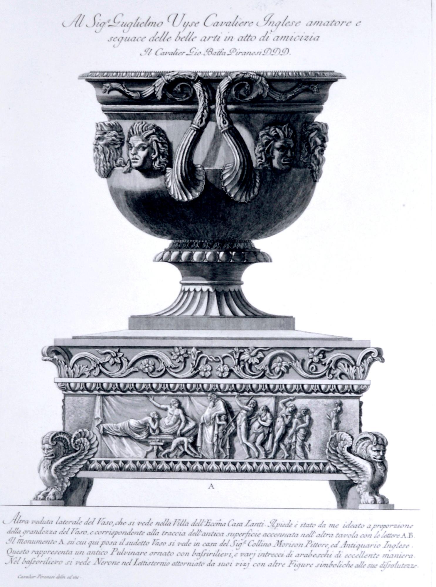 Gravure encadrée d'une urne massive de Piranesi, planche 549 en vente 1