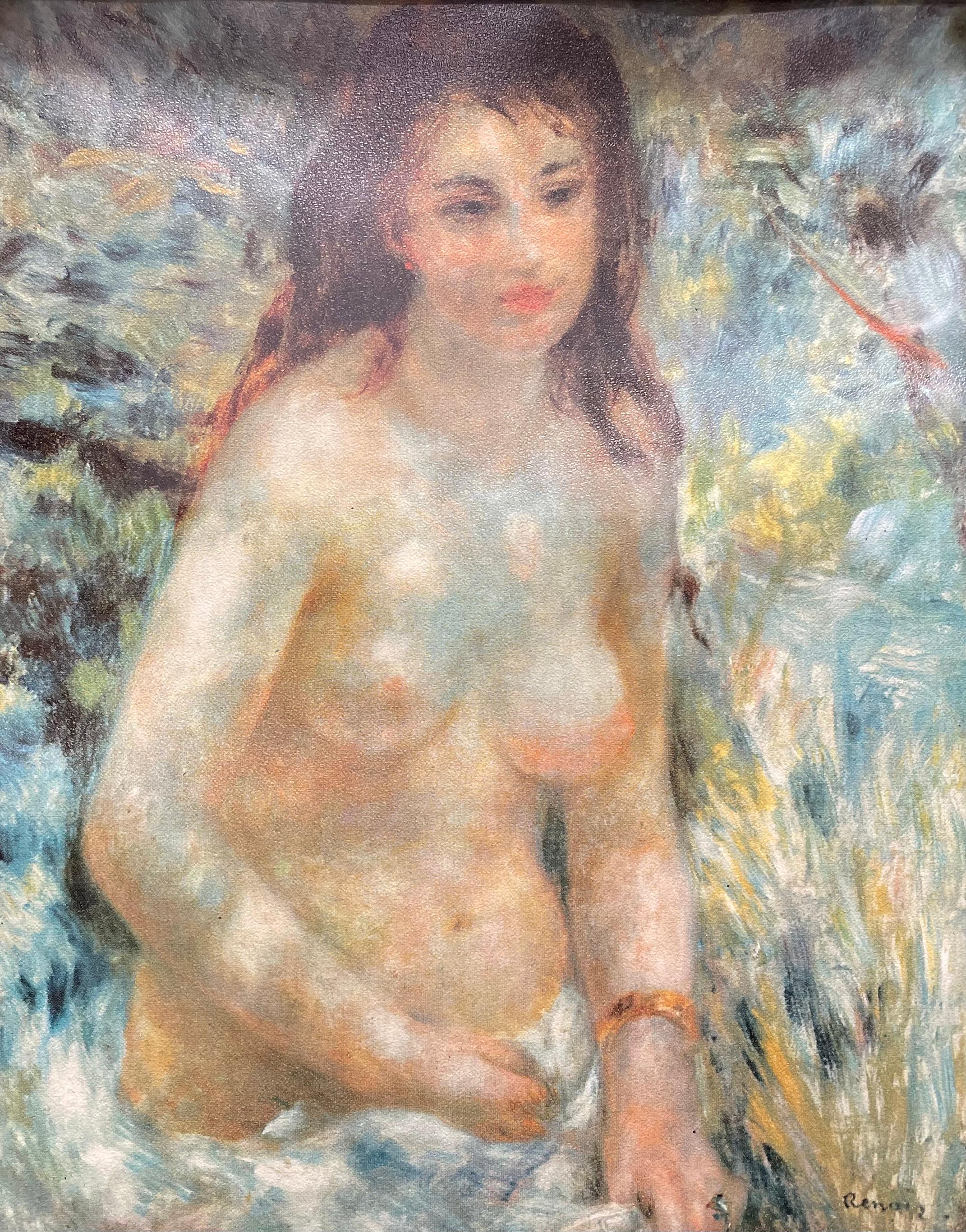 Early Victorian FRAMED Female Nude Vintage Renoir Reproduction Artwork Wall Hanging For Sale