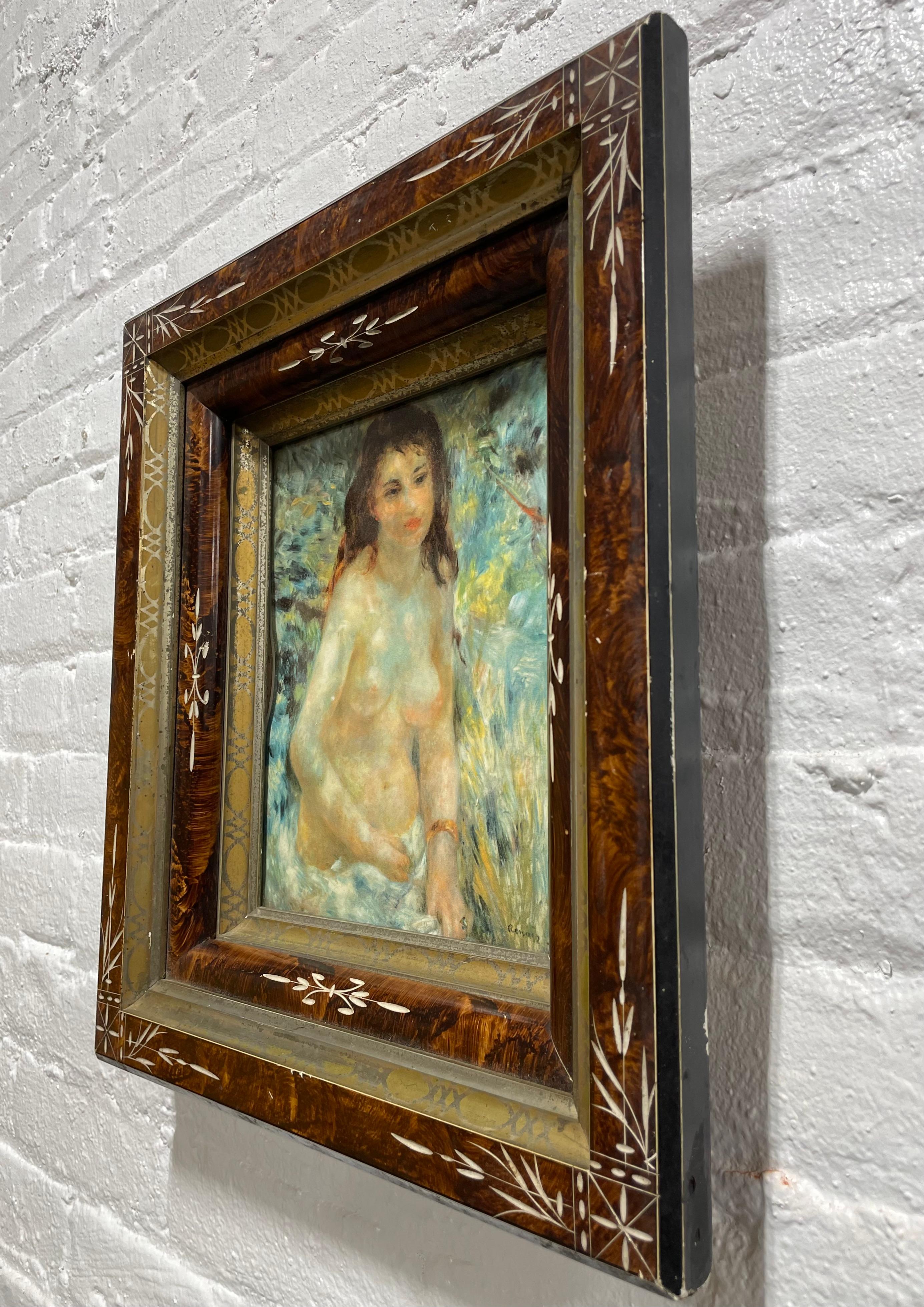 FRAMED Female Nude Vintage Renoir Reproduction Artwork Wall Hanging In Good Condition For Sale In Weehawken, NJ