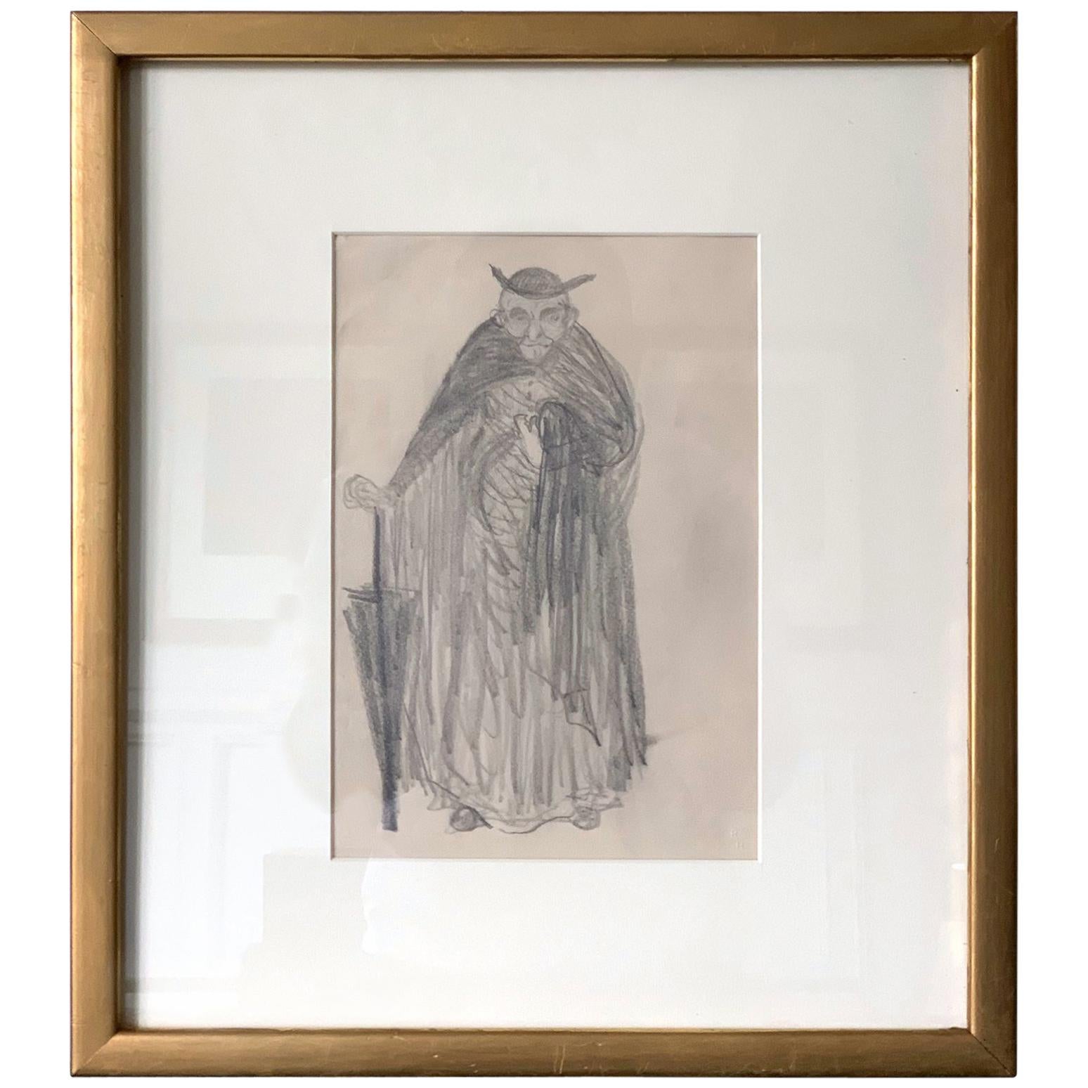 Framed Figurative Drawing by Robert Henri Ashcan School For Sale