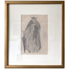 Antique Framed Figurative Drawing by Robert Henri Ashcan School