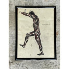 Framed Figurative Drawing on Paper