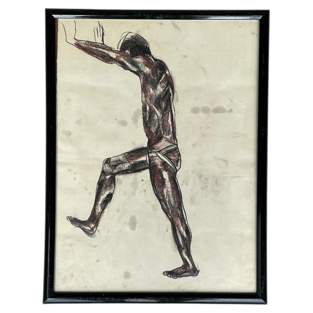 Framed Figurative Drawing on Paper