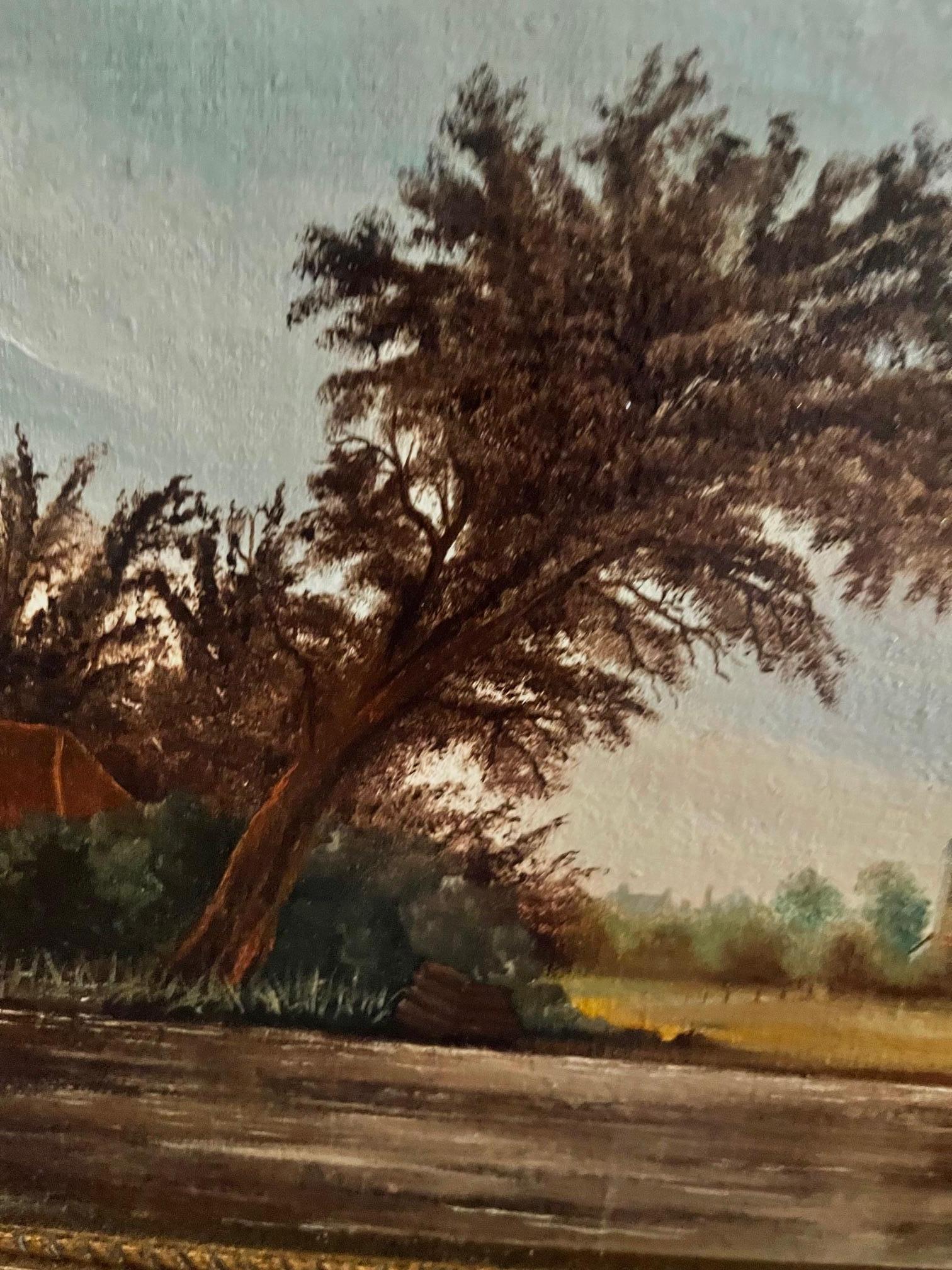 Gerahmtes flämisches Öl auf Karton mit der Darstellung von The Shore of the Bay, 19. im Angebot 3