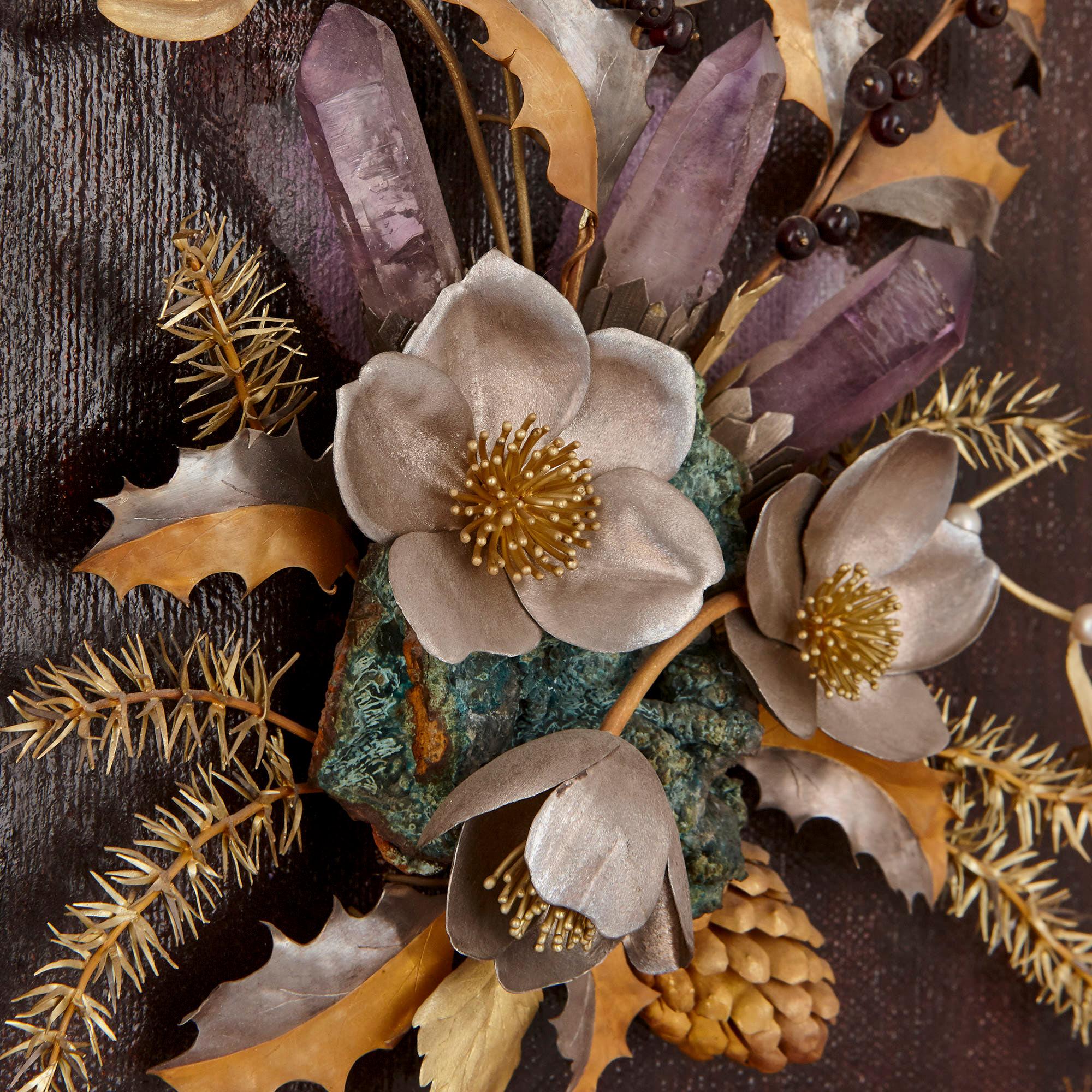 Gerahmter Blumenstrauß aus Gold- und Halbedelsteinen von Tolliday im Zustand „Gut“ im Angebot in London, GB