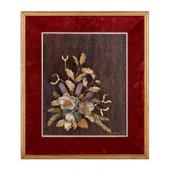 Vintage Framed Floral Bouquet Crafted from Gold and Semi-Precious Stones by Tolliday