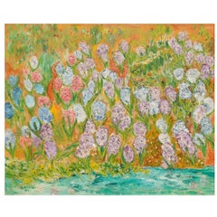 Natura morta floreale su tela incorniciata, firmata R. Rogers