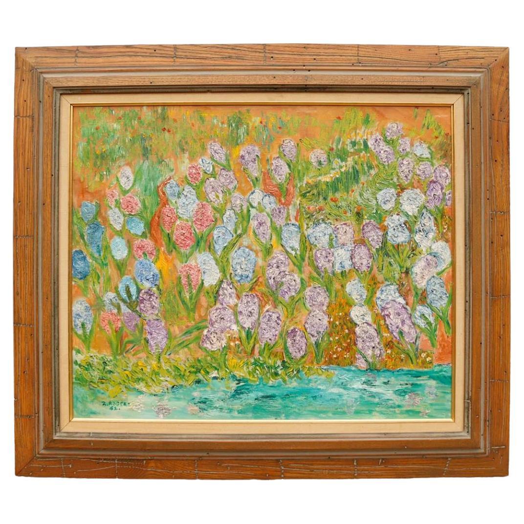 Framed Floral Oil on Canvas Still Life, Signed R. Rogers