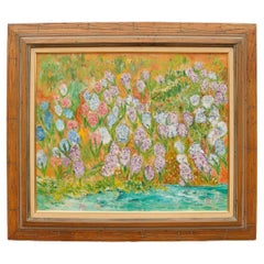 Natura morta floreale su tela incorniciata, firmata R. Rogers