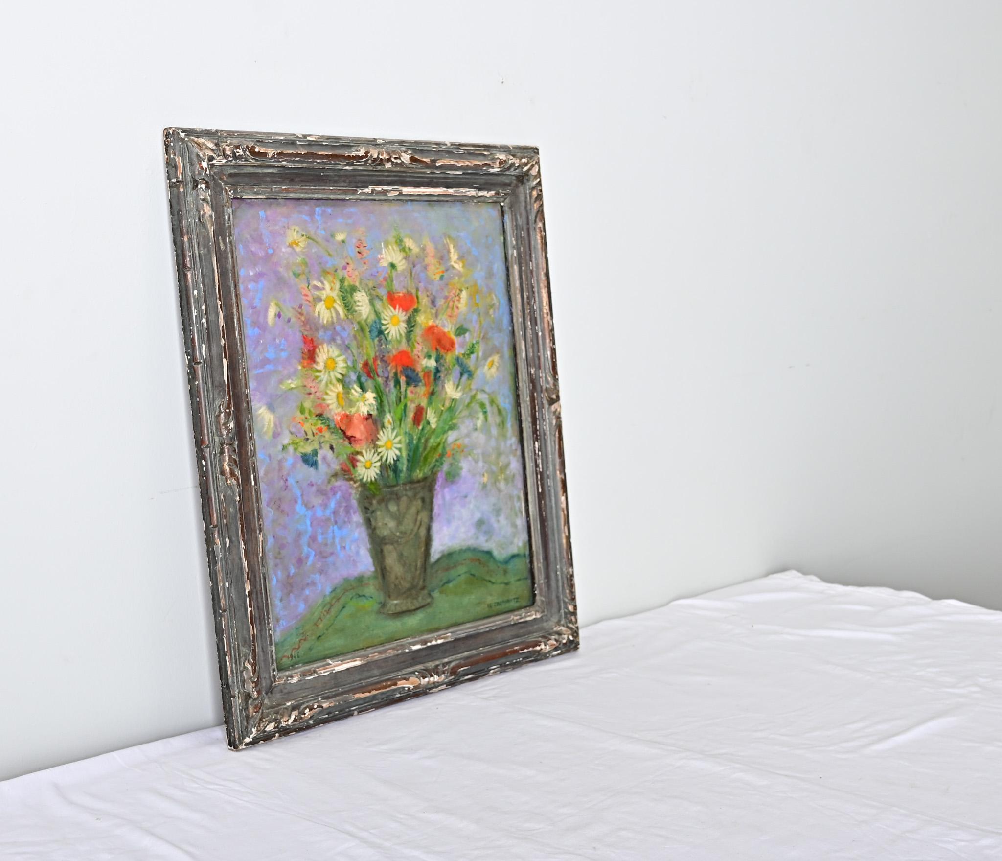 Framed Floral Still Life, Signed Coroyantz In Good Condition For Sale In Baton Rouge, LA