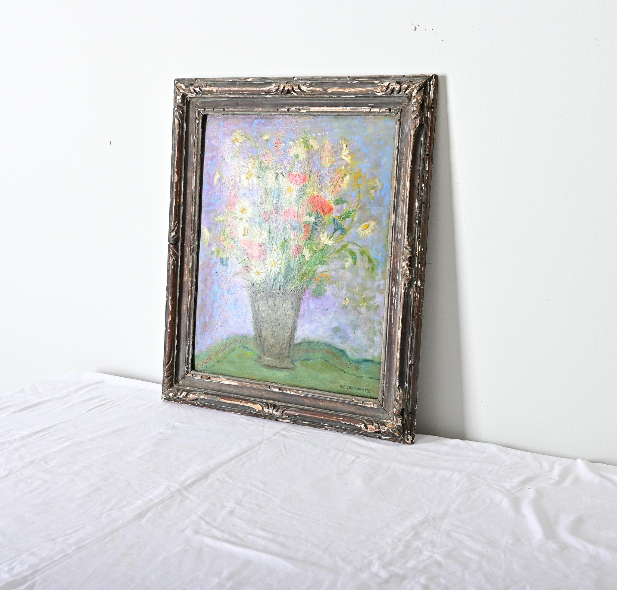 20th Century Framed Floral Still Life, Signed Coroyantz For Sale