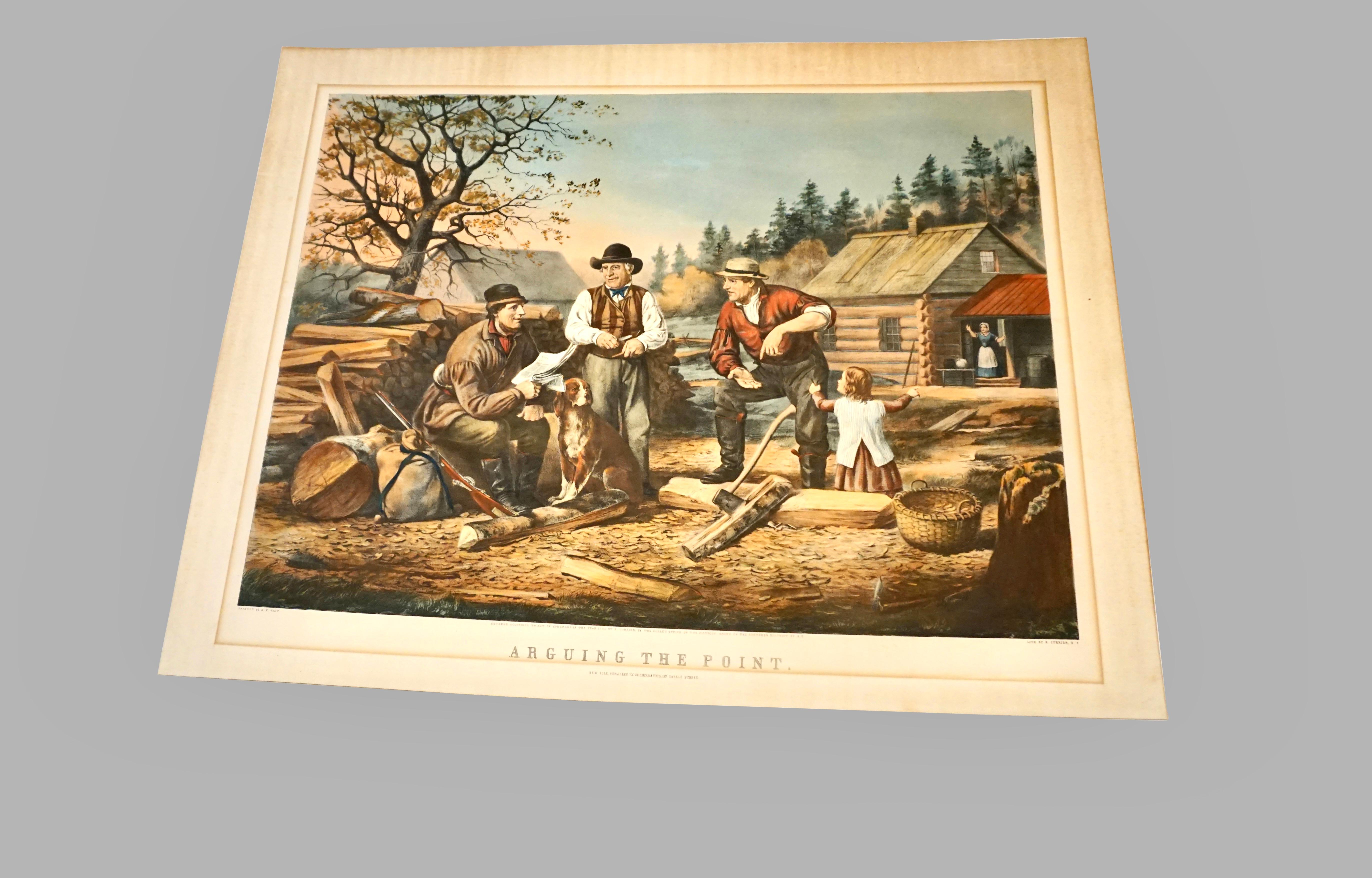 Victorian Framed Folio Size Colored Lithograph by N.Currier Titled 