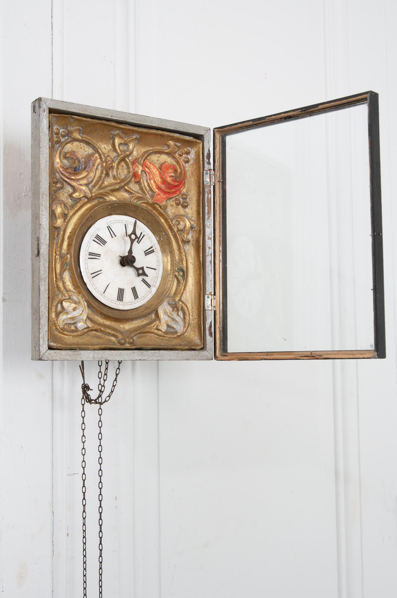 Metalwork Framed German Black Forest 19th Century Clock For Sale