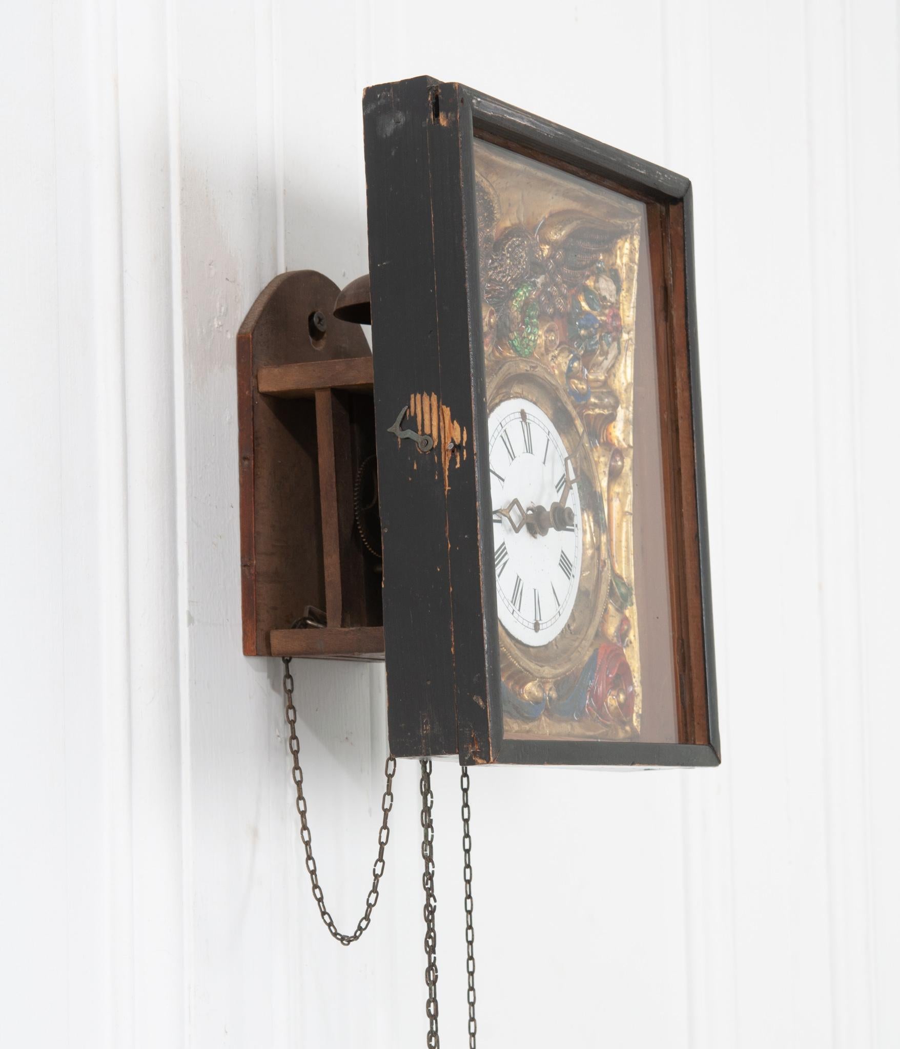 Metal Framed German Black Forest 19th Century Clock