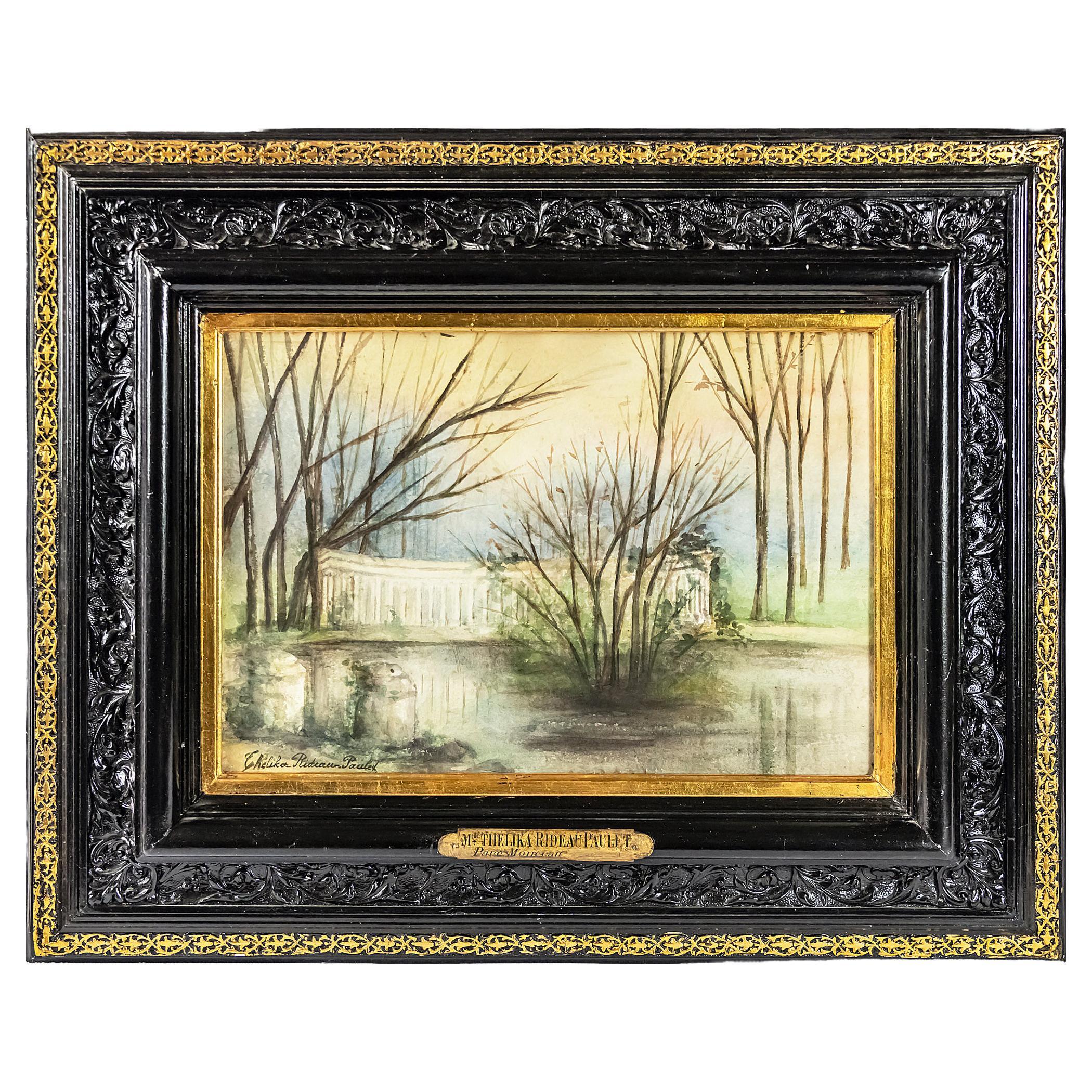Framed French 19th Century Painting by Marie Thelika Rideau Paulet For Sale
