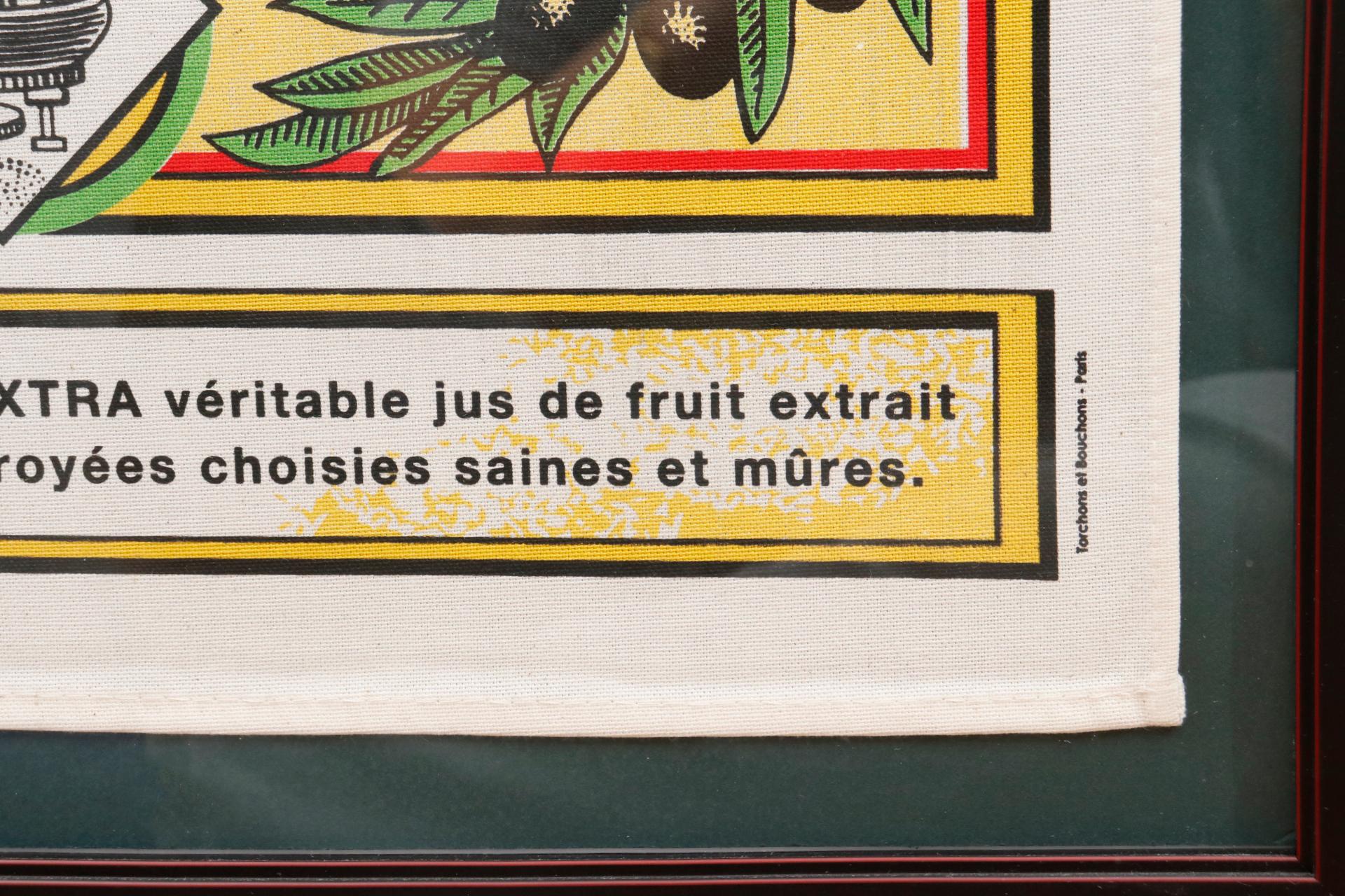 Framed French Alziari Olive Oil Tea Towel In Good Condition For Sale In Bradenton, FL