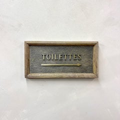 Framed French Brass 'Toilettes' Sign