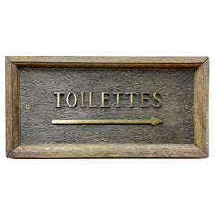 Framed French Brass 'Toilettes' Sign