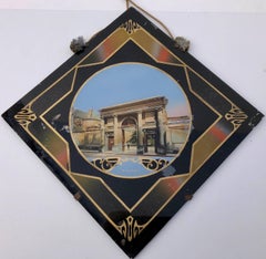 Framed French Colorized Souvenir Photos, Set of Seven Frames with Glass, 1950s