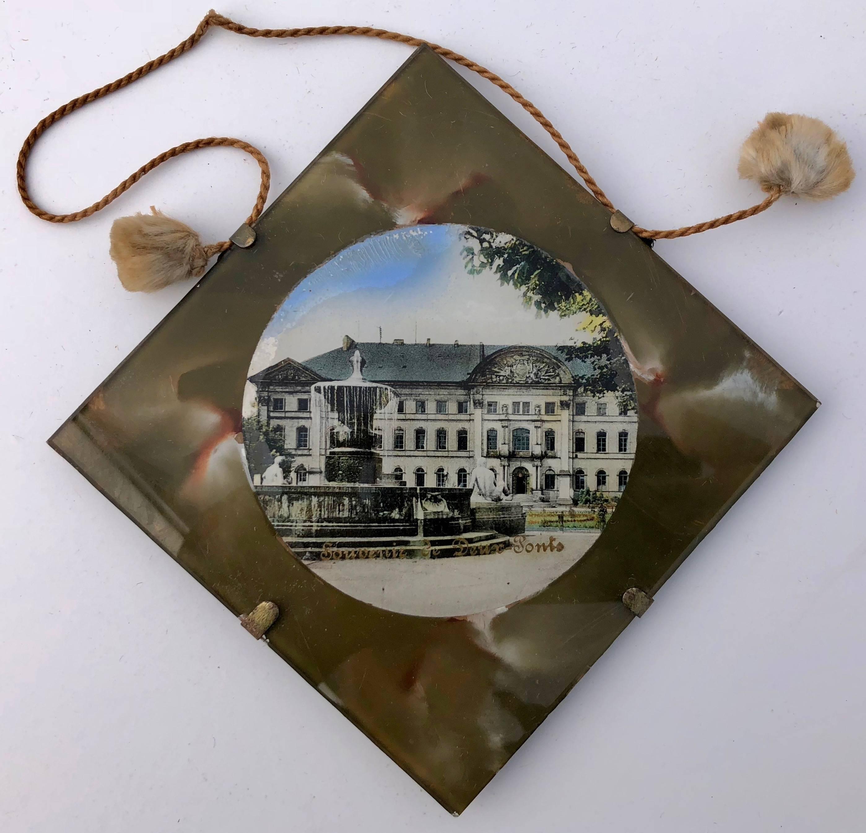 20th Century Framed French Colorized Souvenir Photos, Set of Seven Frames with Glass, 1950s For Sale