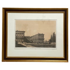 Vintage Framed French Copper Print Palais Pitti Cote Jardins De Boboli, Florence, Italy