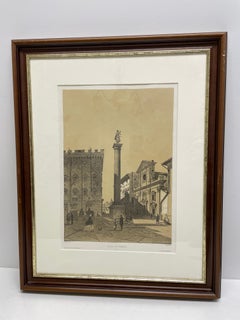 Framed French Copper Print Place Santa Trinita, Florence, Italy