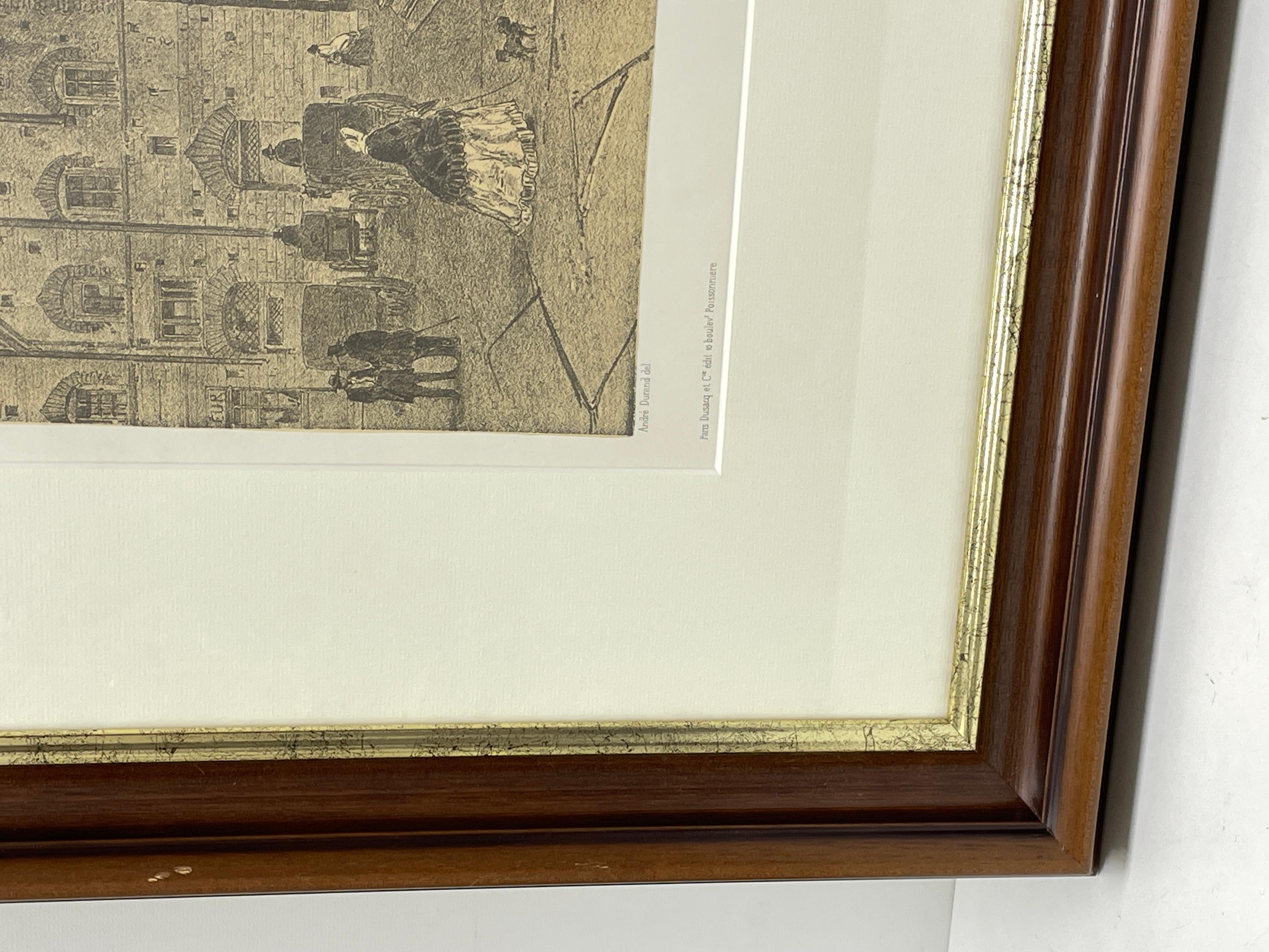 Glass Framed French Copper Print Place Santa Trinita, Florence, Italy For Sale