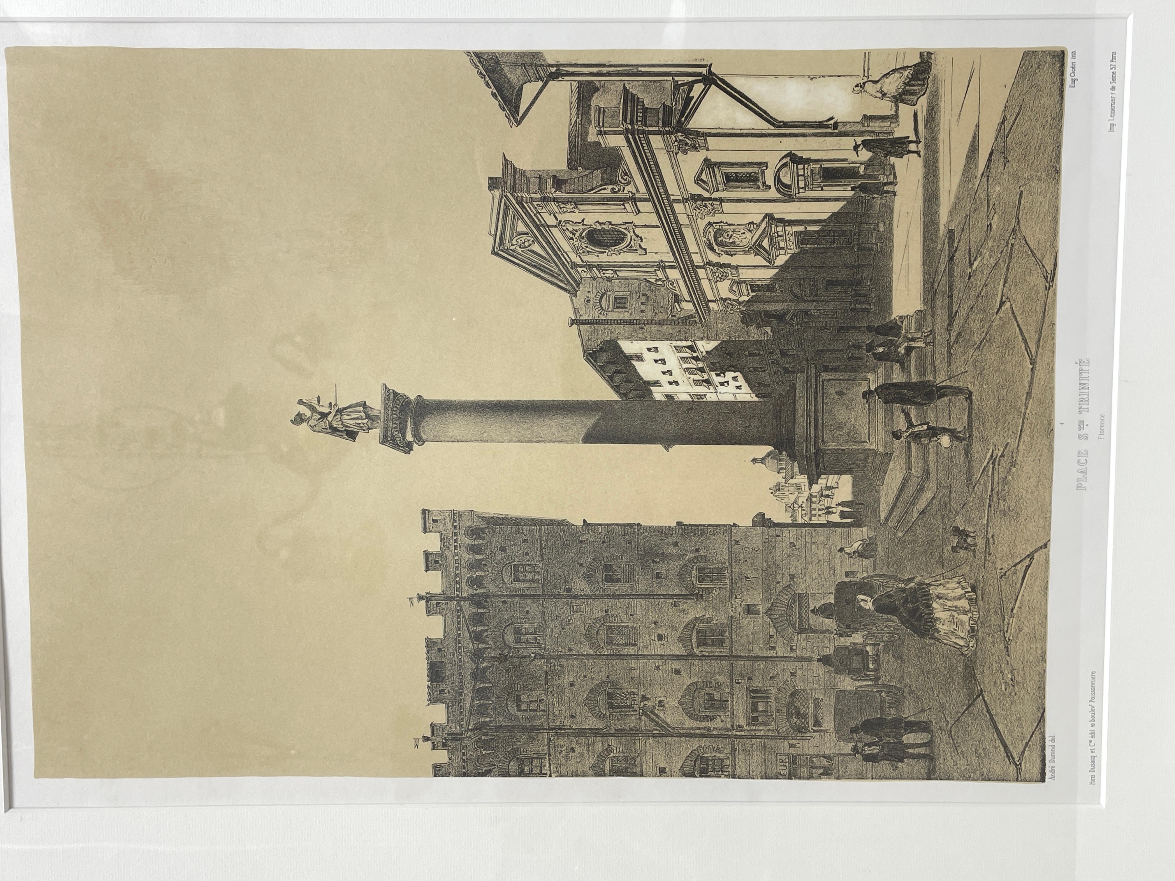 Framed French Copper Print Place Santa Trinita, Florence, Italy For Sale 2